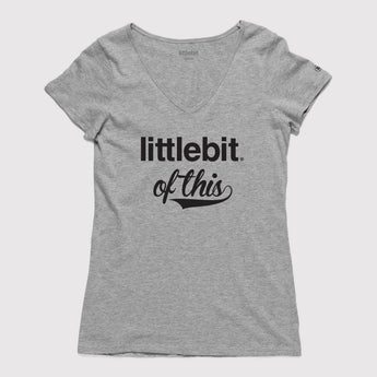'Littlebit of This' Womens V Neck T-Shirt in grey marle