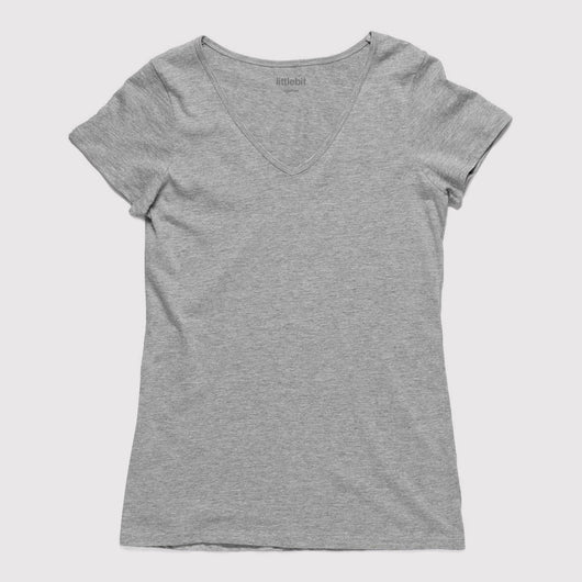 littlebit Womens V Neck T-Shirt in grey marle