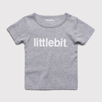 littlebit Logo Grey Marle Baby T-Shirt - Front View