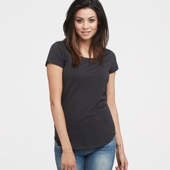 littlebit Womens Scoop Neck T-Shirt in washed black