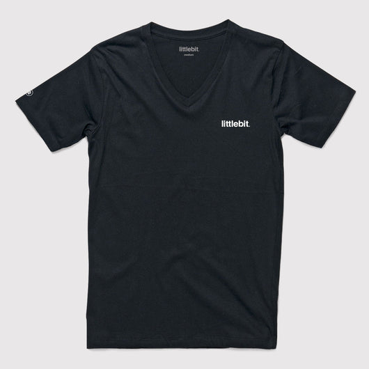 littlebit Pocket Logo Mens V Neck T-Shirt in Black