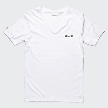 littlebit Pocket Logo Mens V Neck T-Shirt in white