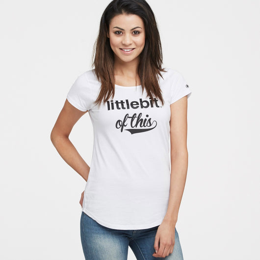 littlebit Womens Scoop Neck T-Shirt 'littlebit of this' in white