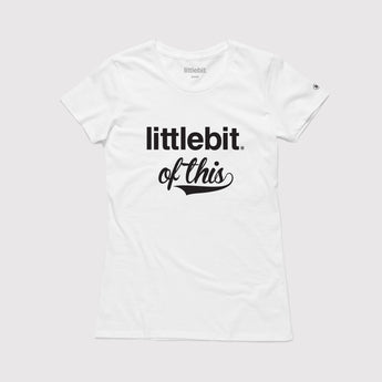 littlebit Womens Crew Neck T-Shirt 'littlebit of this' in white