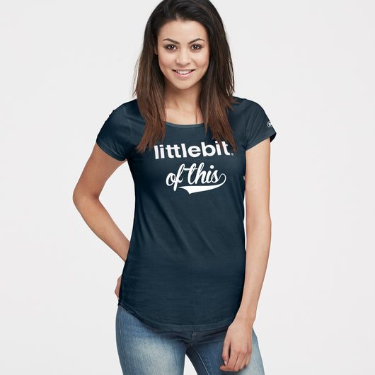 littlebit Womens Scoop Neck T-Shirt 'littlebit of this' in navy