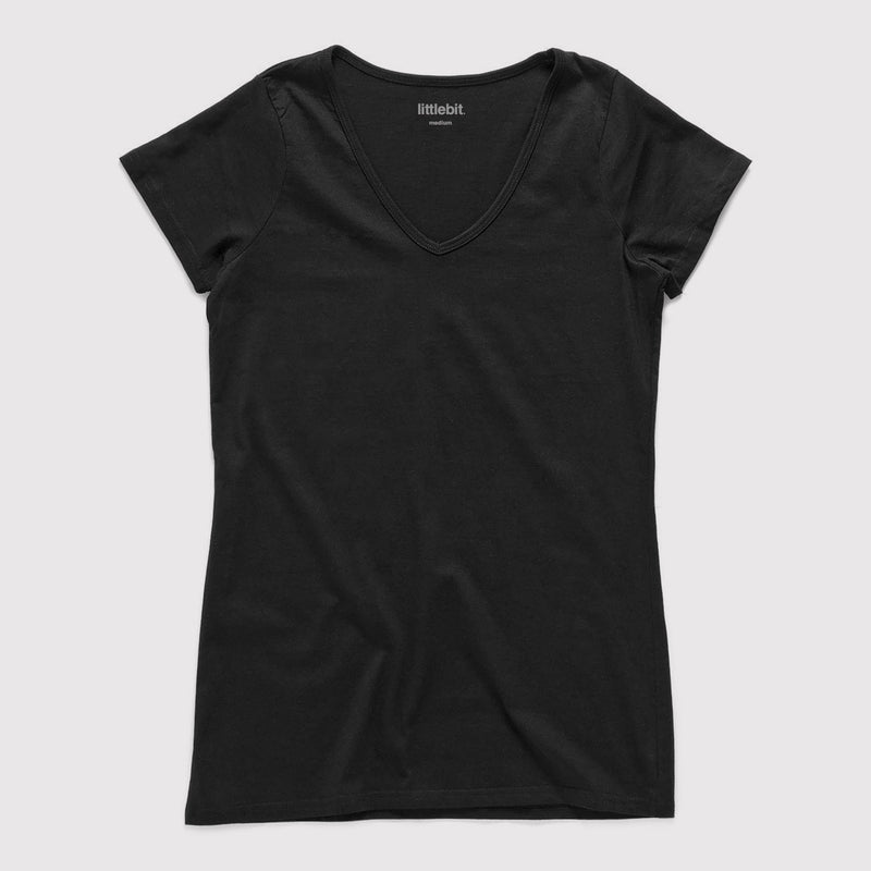 Black Womens T-Shirts | Basic Womens V Neck Tee | littlebit