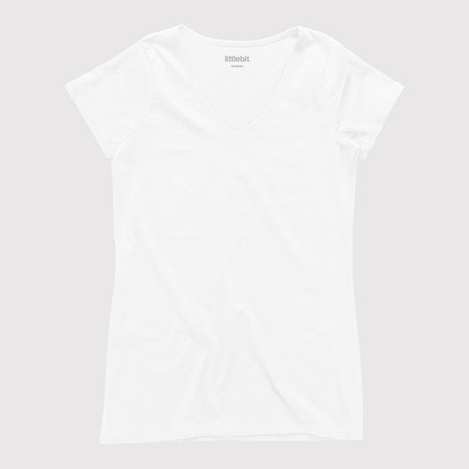 littlebit Womens V Neck T-Shirt in white