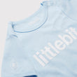littlebit Logo Baby Blue Baby Jumpsuit Onesy - Close Up View