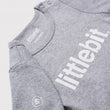 littlebit Logo Grey Marle Baby Jumpsuit Onesy - Close Up View